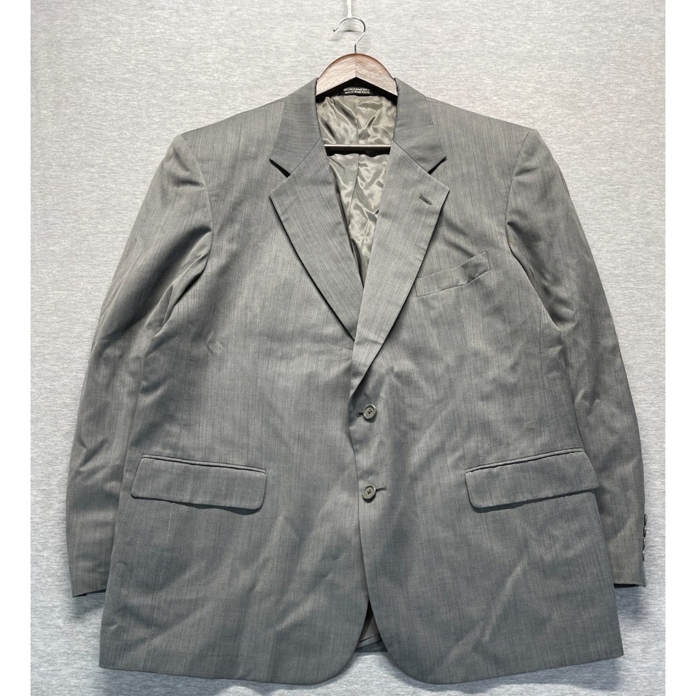 Stafford Blazer Jacket Mens 46R Gray Wool Single Breasted Notch Lapel Business